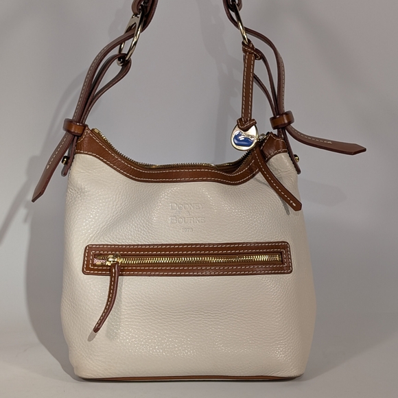 Dooney & Bourke Tan and Cream Leather Shoulder Bag - Picture 1 of 5